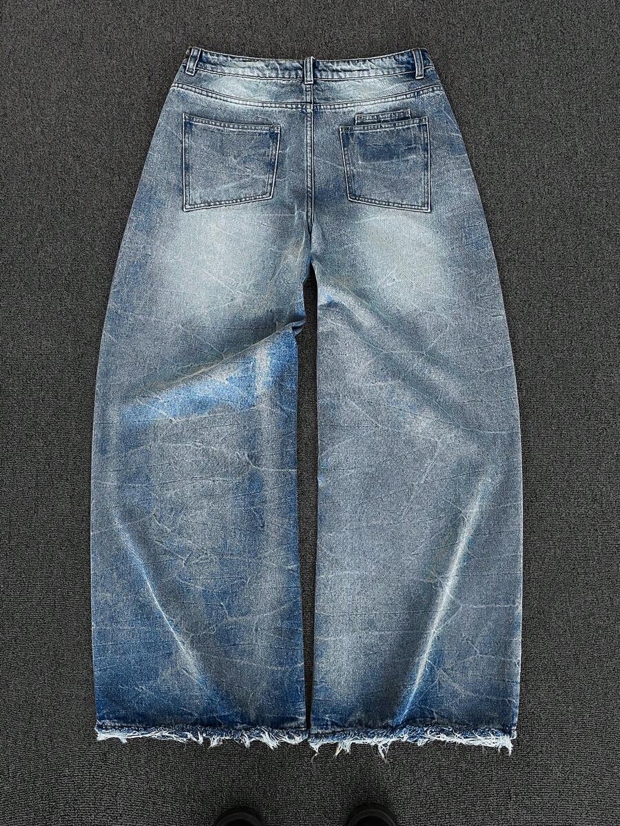 Men's Washed Vintage Wide Leg Flare Jeans