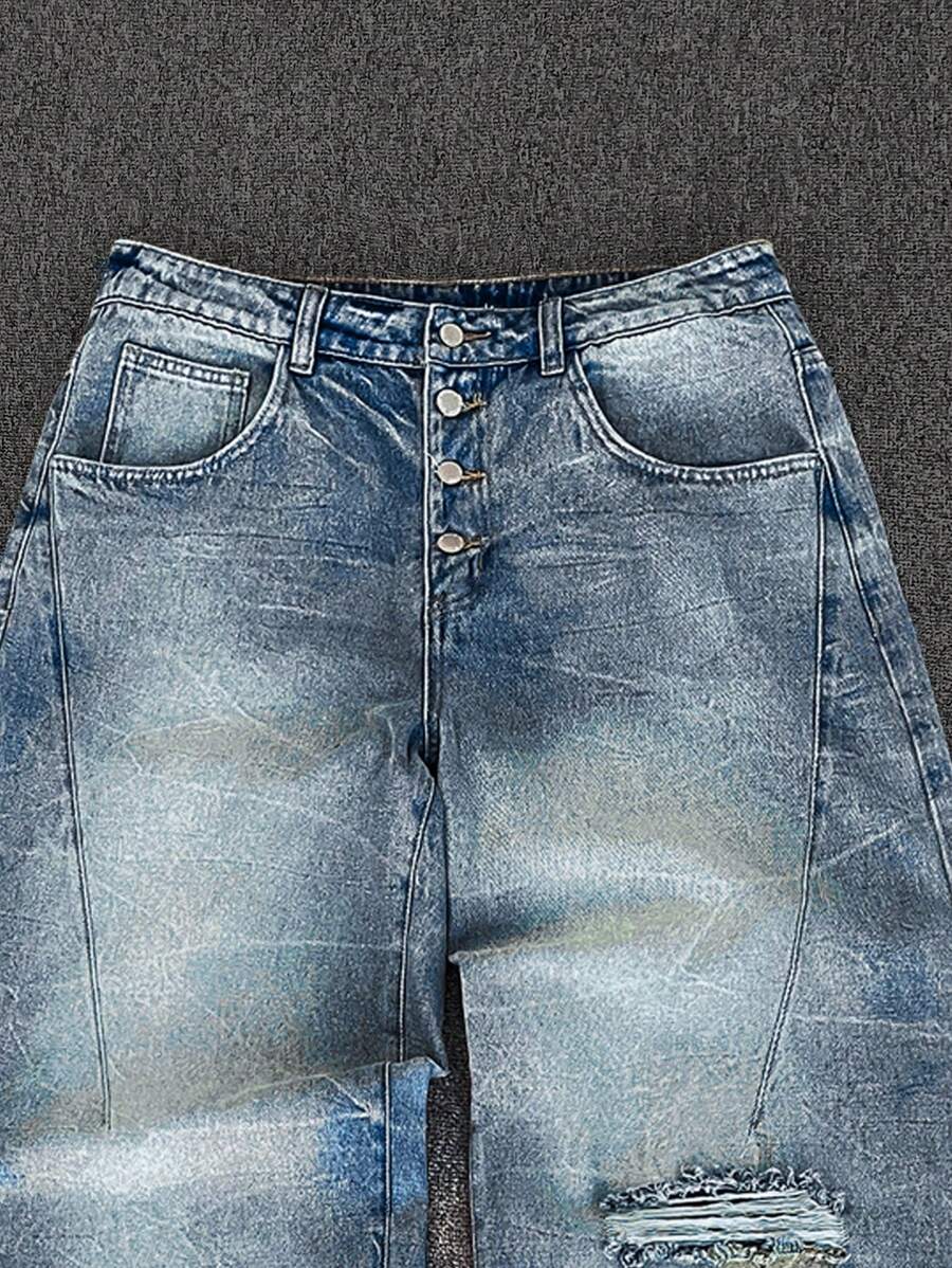 Men's Washed Vintage Wide Leg Flare Jeans