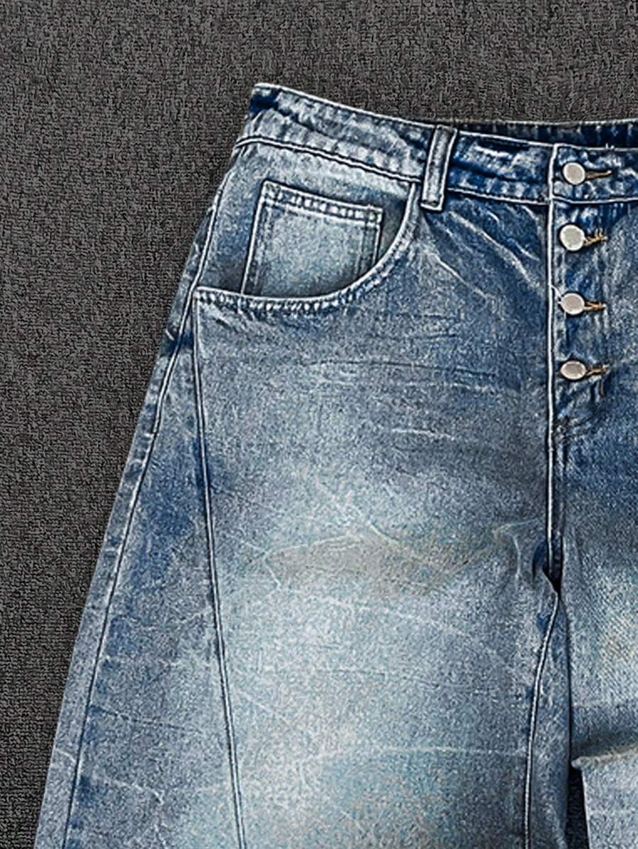 Men's Washed Vintage Wide Leg Flare Jeans