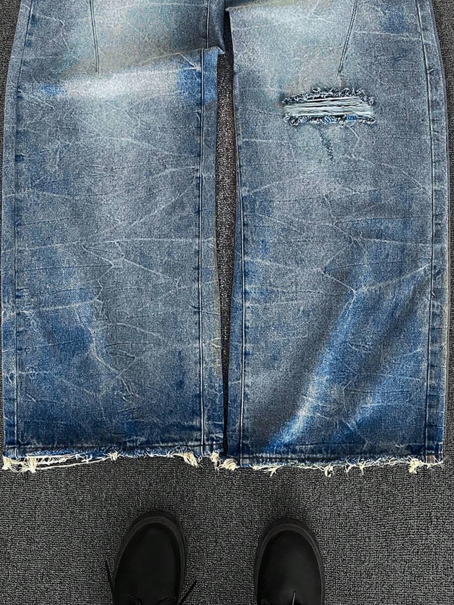 Men's Washed Vintage Wide Leg Flare Jeans