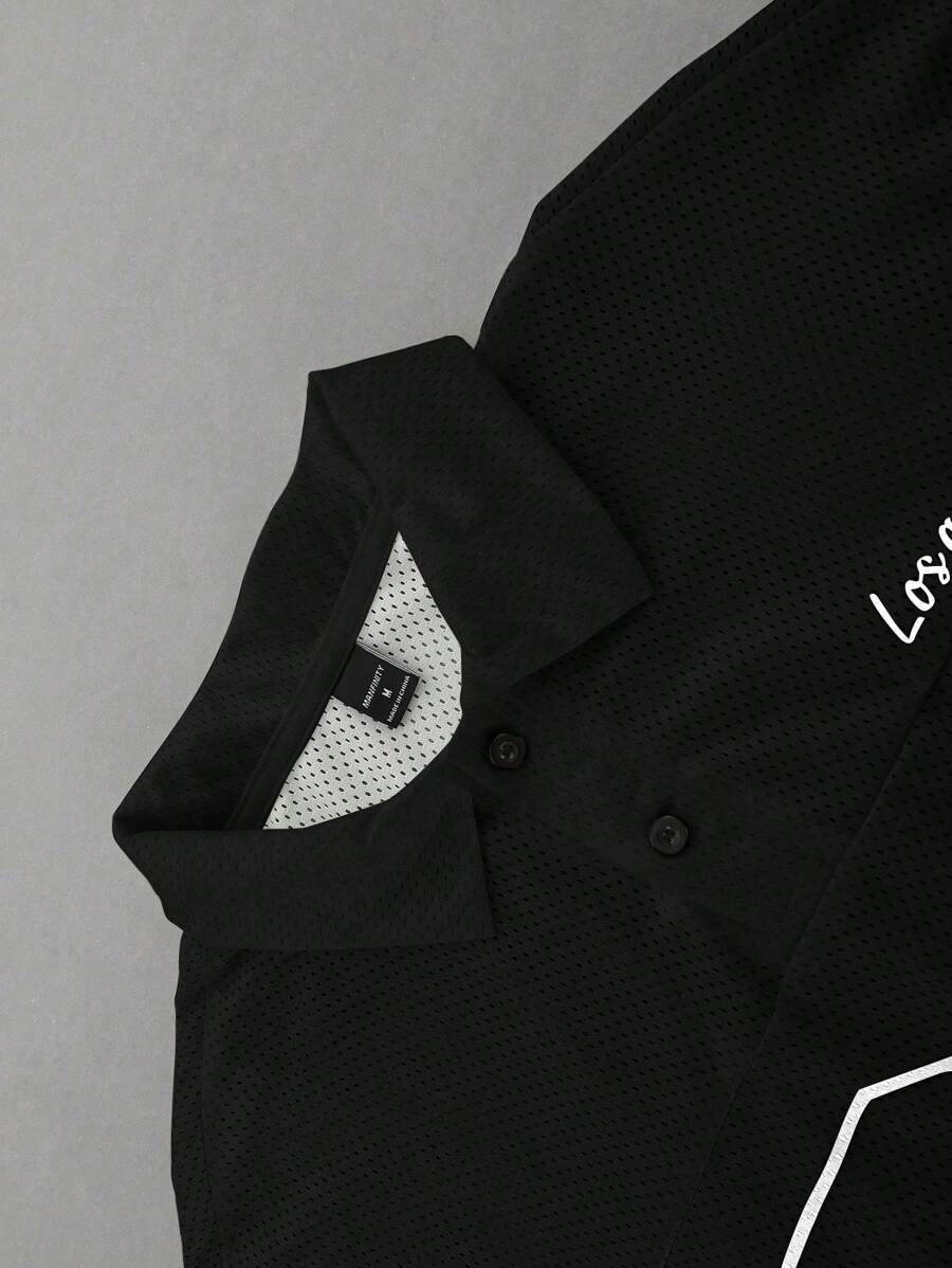 Men's Striped Long Sleeve Casual Polo Shirt