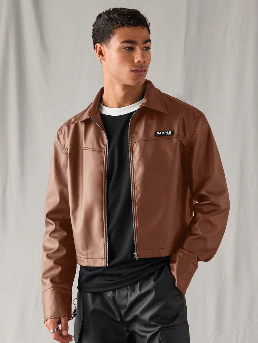 Woven Faux Leather Jacket