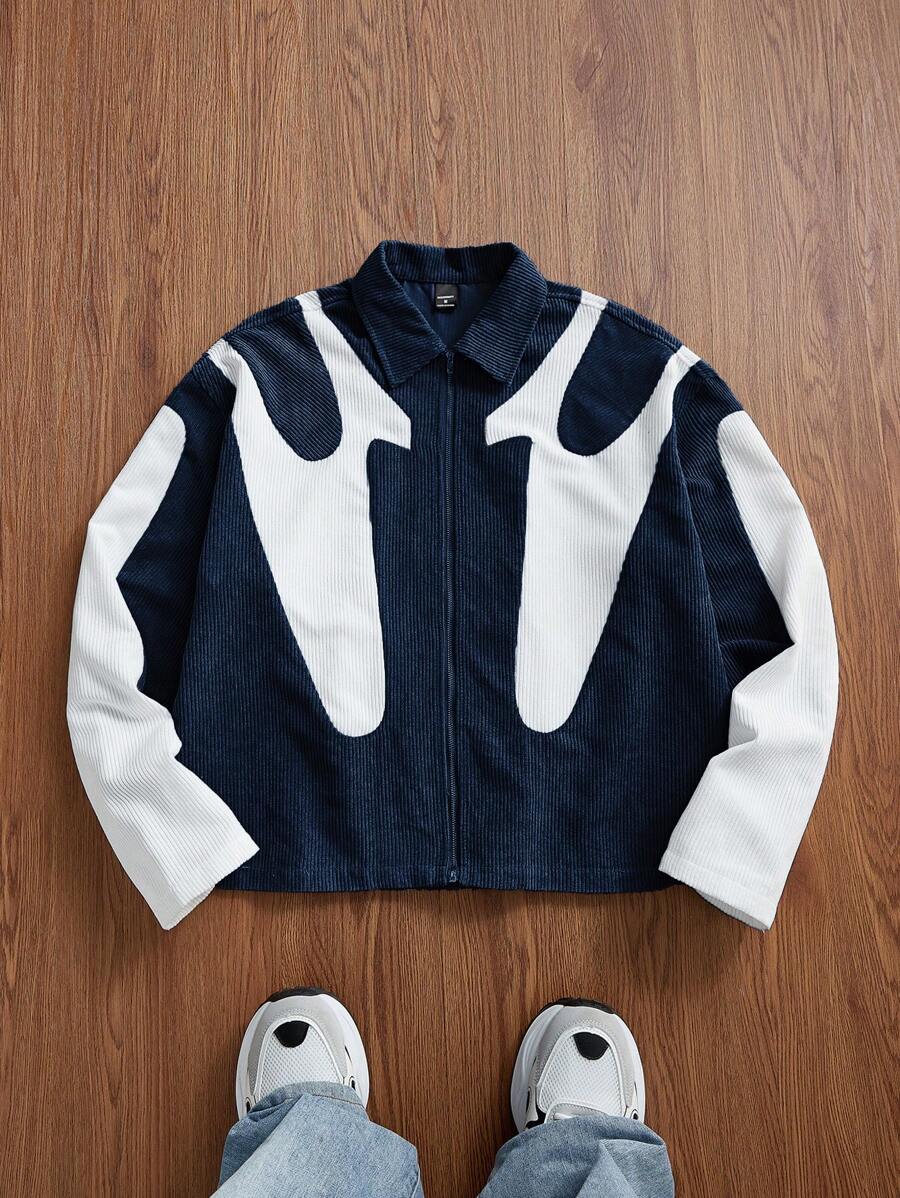Patchwork Corduroy Long Sleeve Shirt