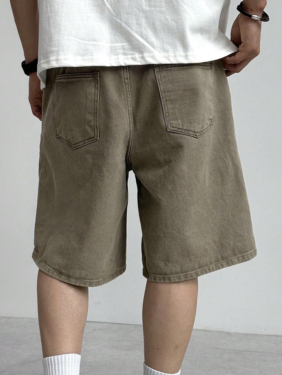 Men's Summer Solid Khaki Denim Shorts Jorts