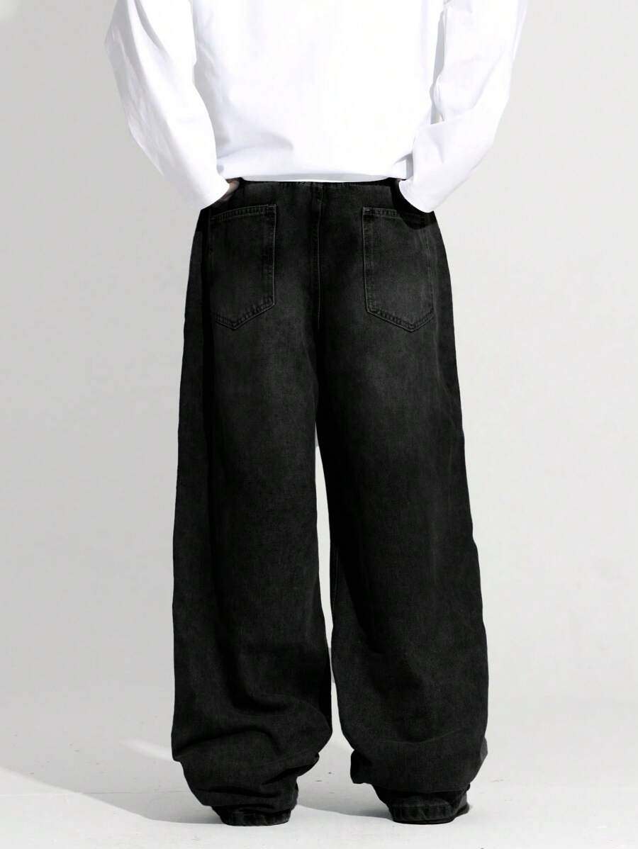 Loose Fit Washed Denim Casual Loose Pants