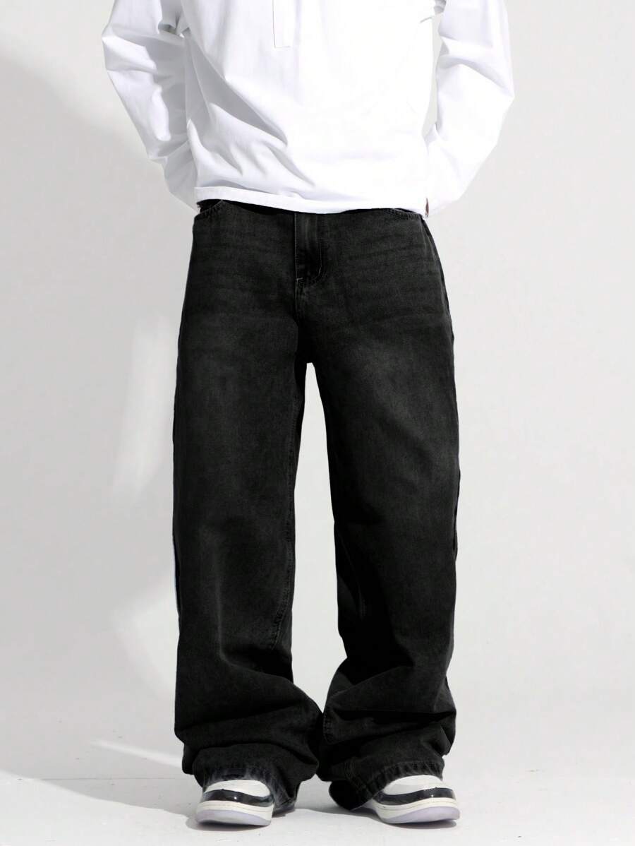Loose Fit Washed Denim Casual Loose Pants