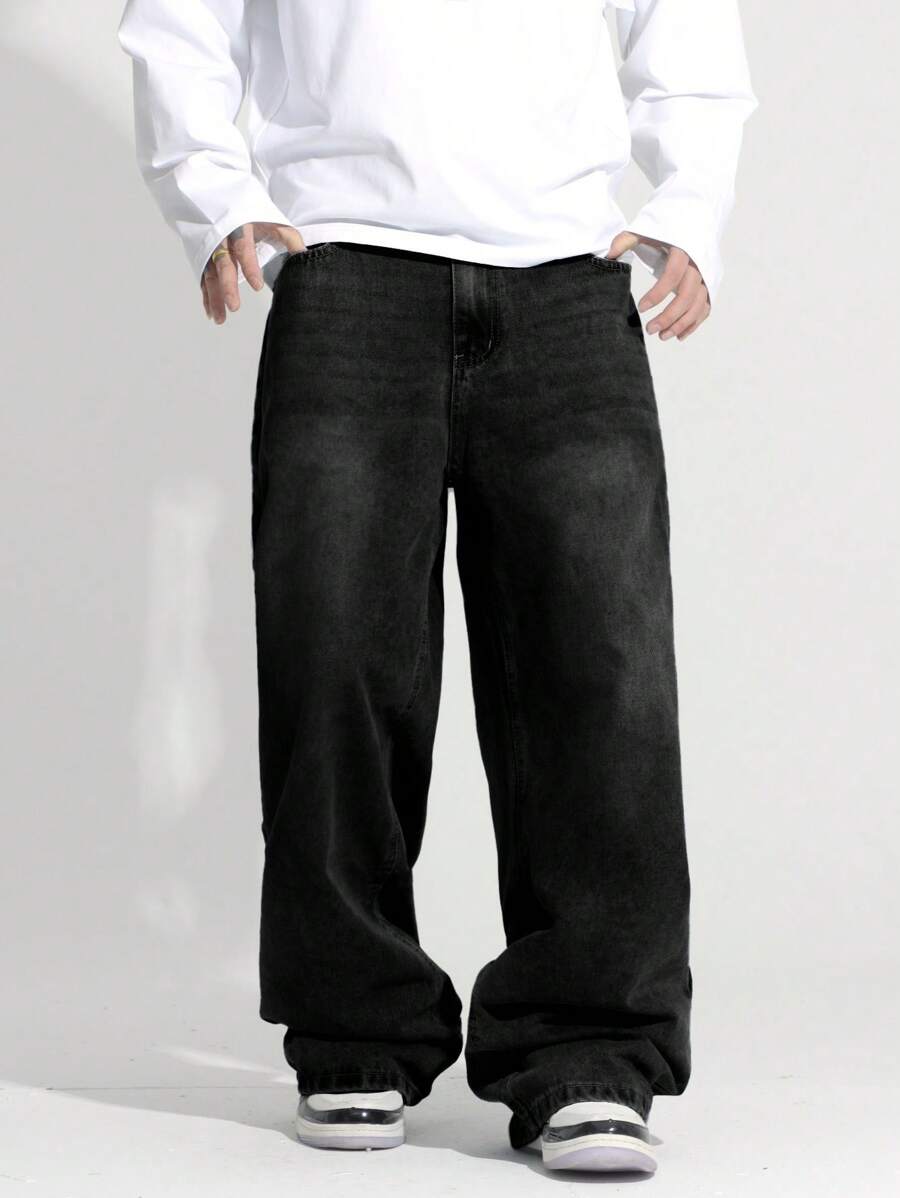 Loose Fit Washed Denim Casual Loose Pants