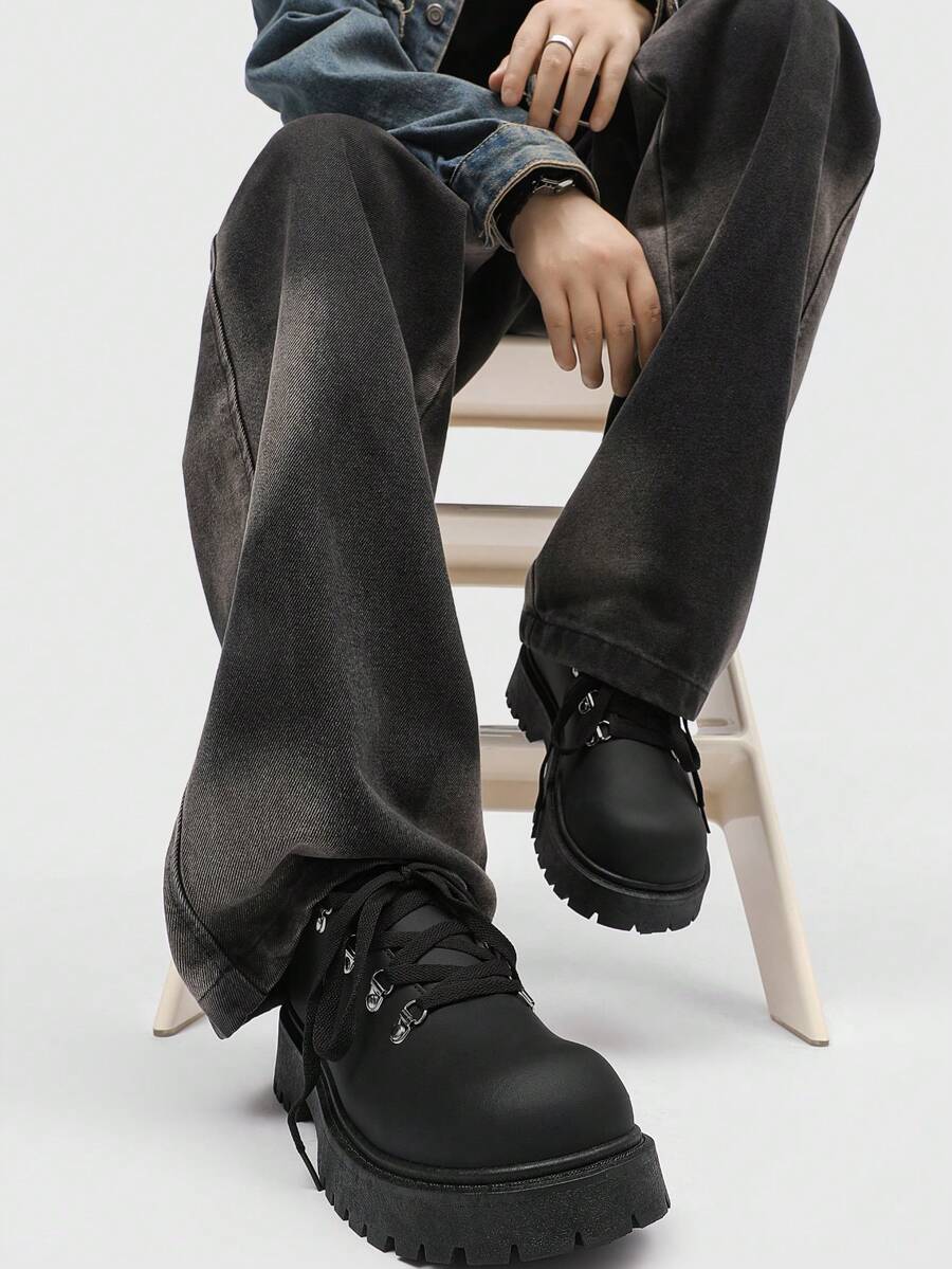 Men's Thick Sole British-Style Lace-Up Dress Shoes