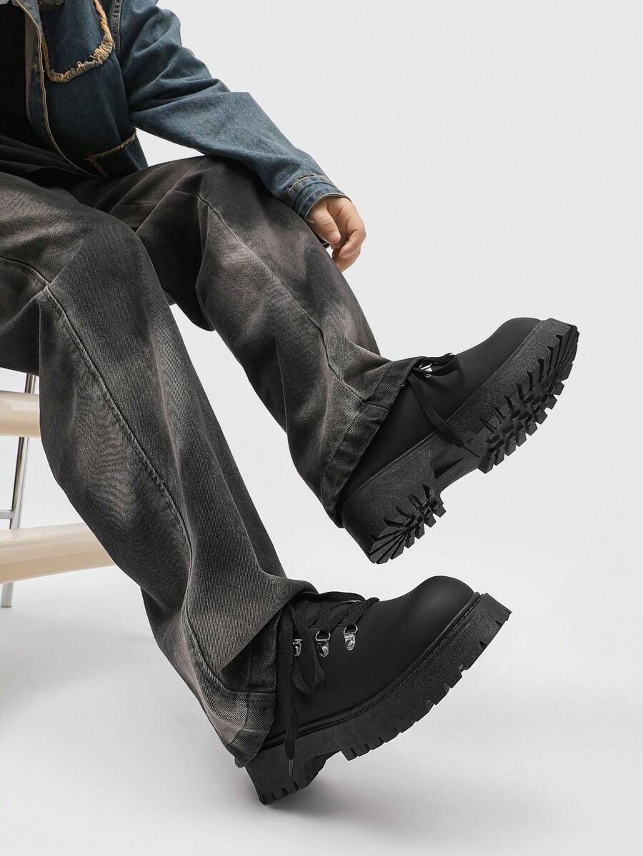 Men's Thick Sole British-Style Lace-Up Dress Shoes