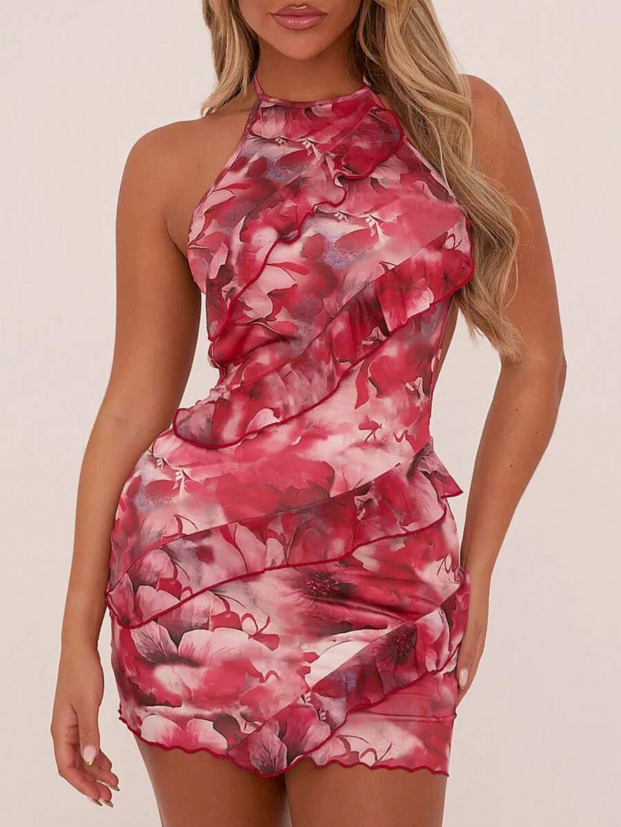 Women's Summer Halter Neck Backless Mini Dress