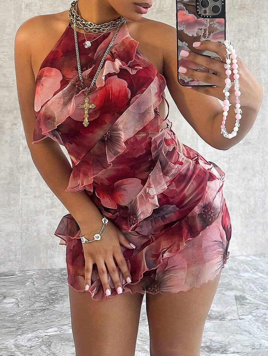Women's Summer Halter Neck Backless Mini Dress