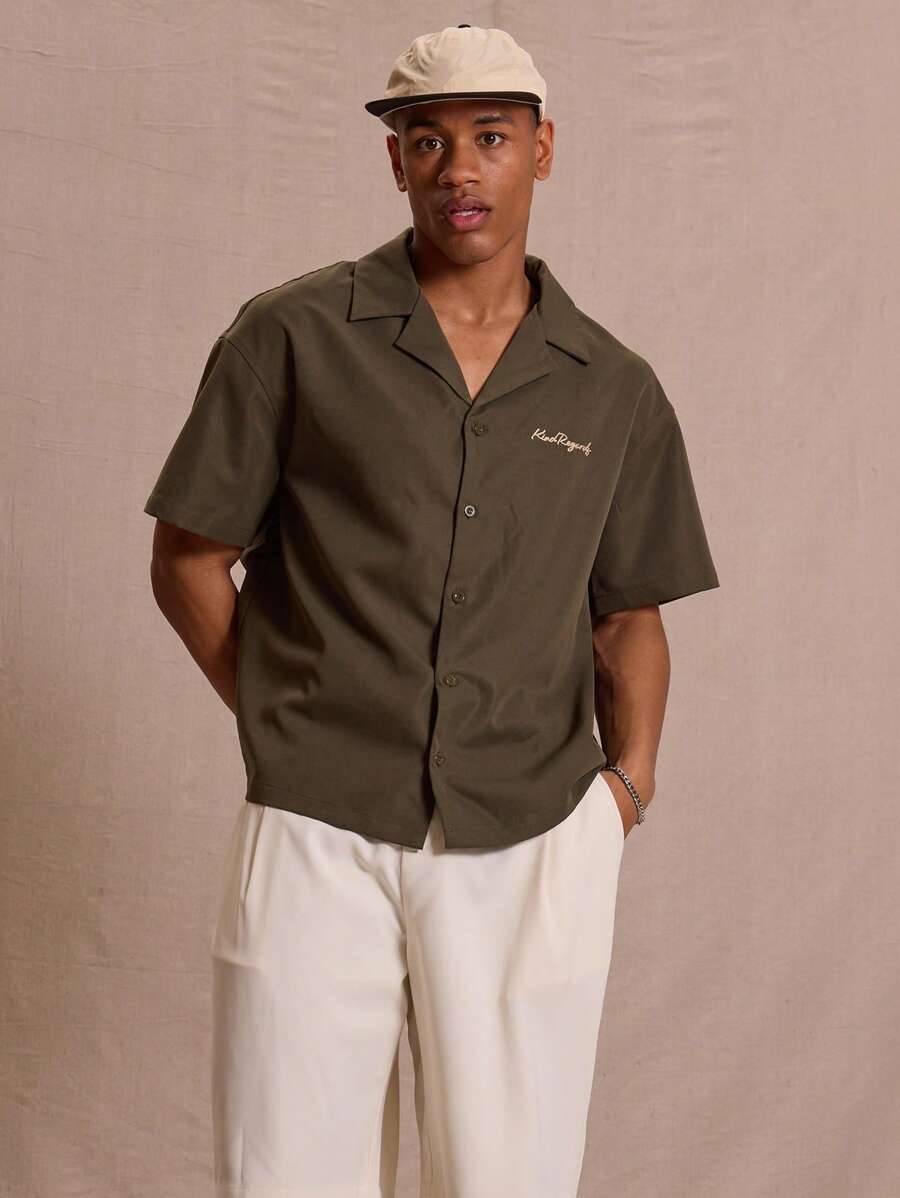 Button Up Short Sleeve Graphic Bowling Shirt
