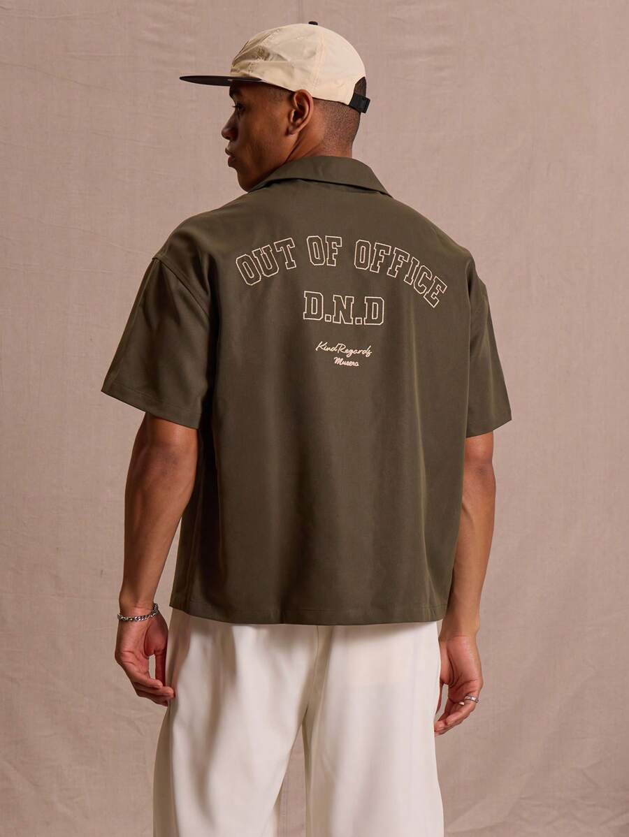 Button Up Short Sleeve Graphic Bowling Shirt