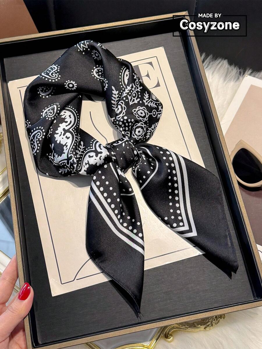 1pc Paisley Printed 70cm Faux Silk Square Scarf/Bandana