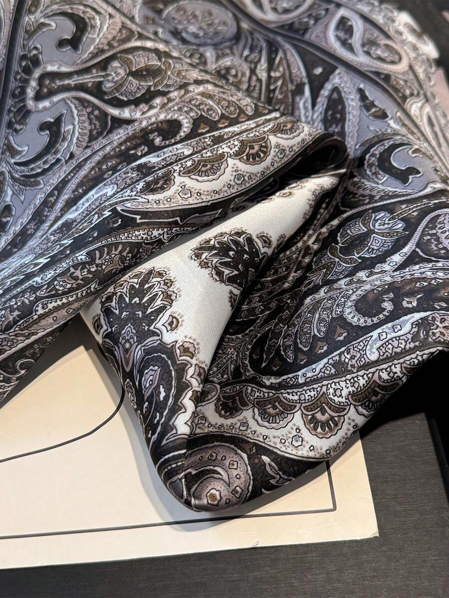 1pc Paisley Printed 70cm Faux Silk Square Scarf/Bandana