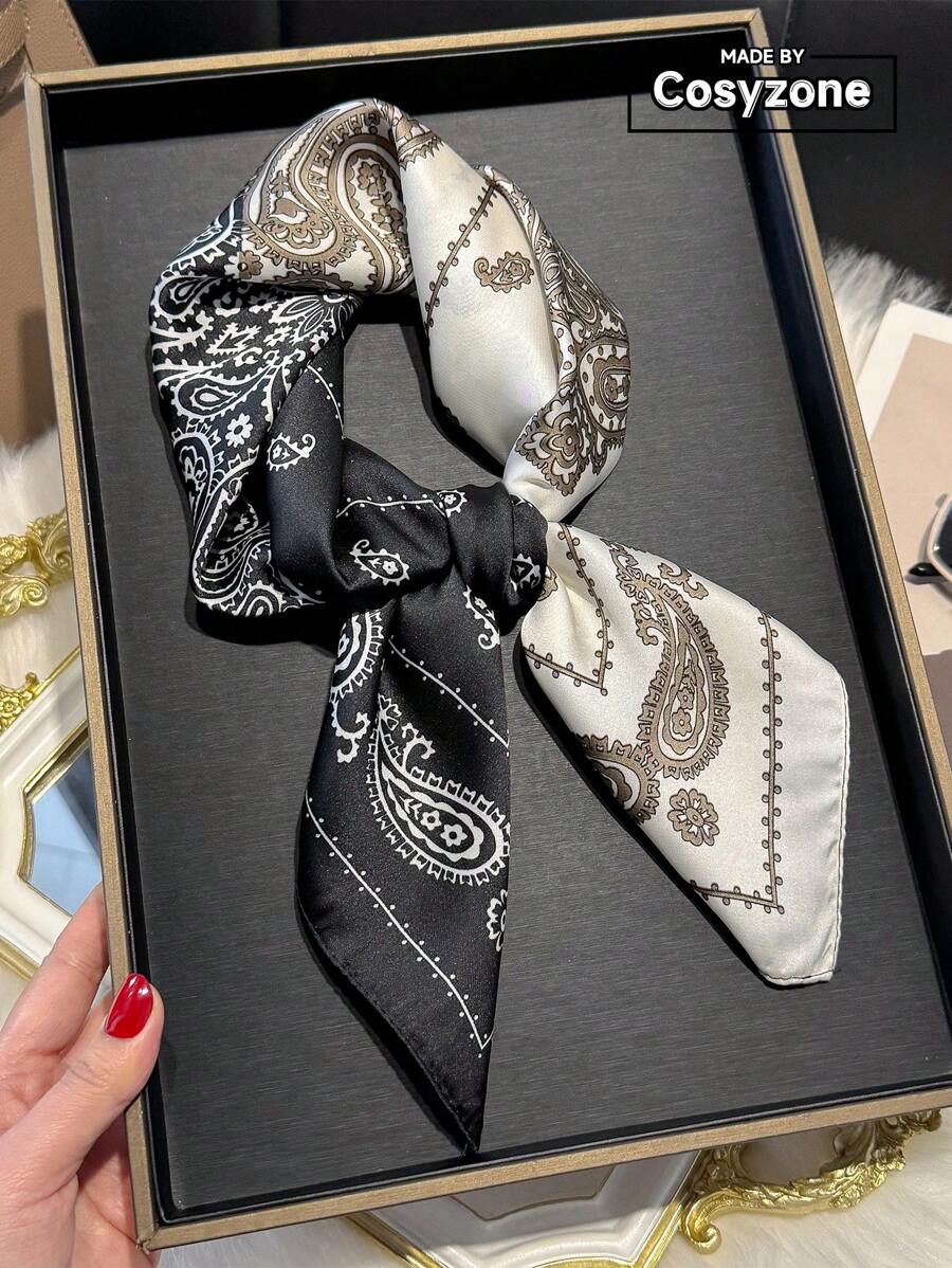 1pc Paisley Printed 70cm Faux Silk Square Scarf/Bandana