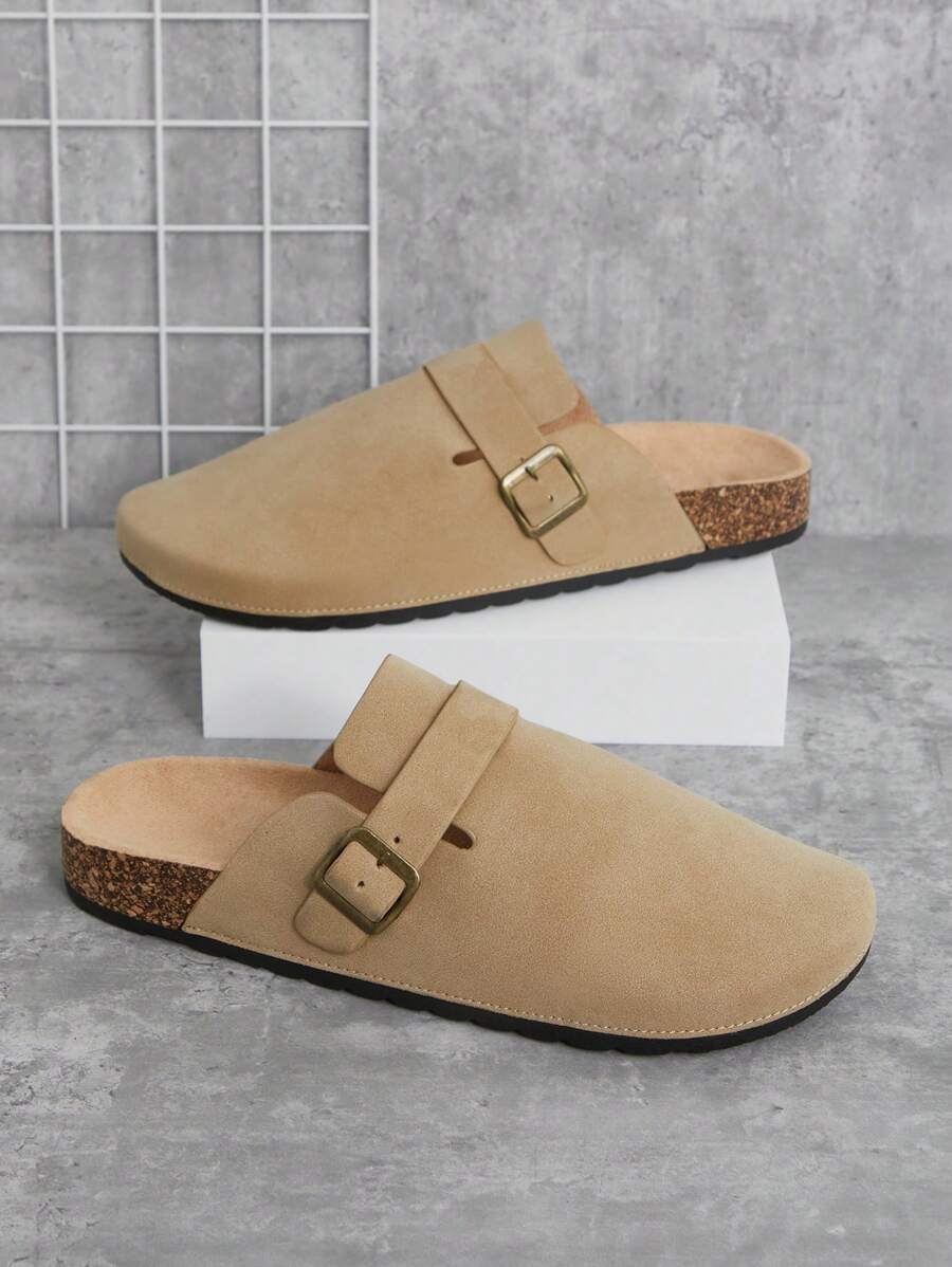 Men's Arch Support Cork Footbed Buckle Clogs