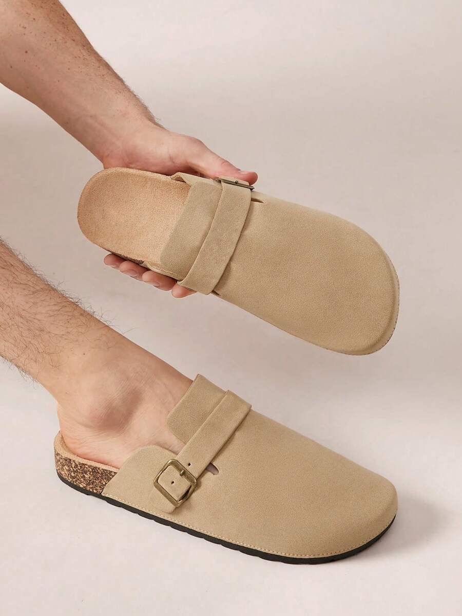 Men's Arch Support Cork Footbed Buckle Clogs