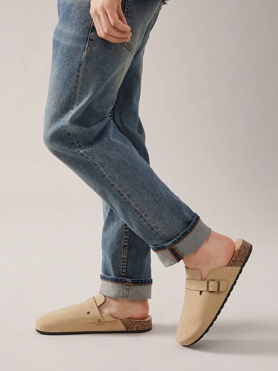 Men's Arch Support Cork Footbed Buckle Clogs