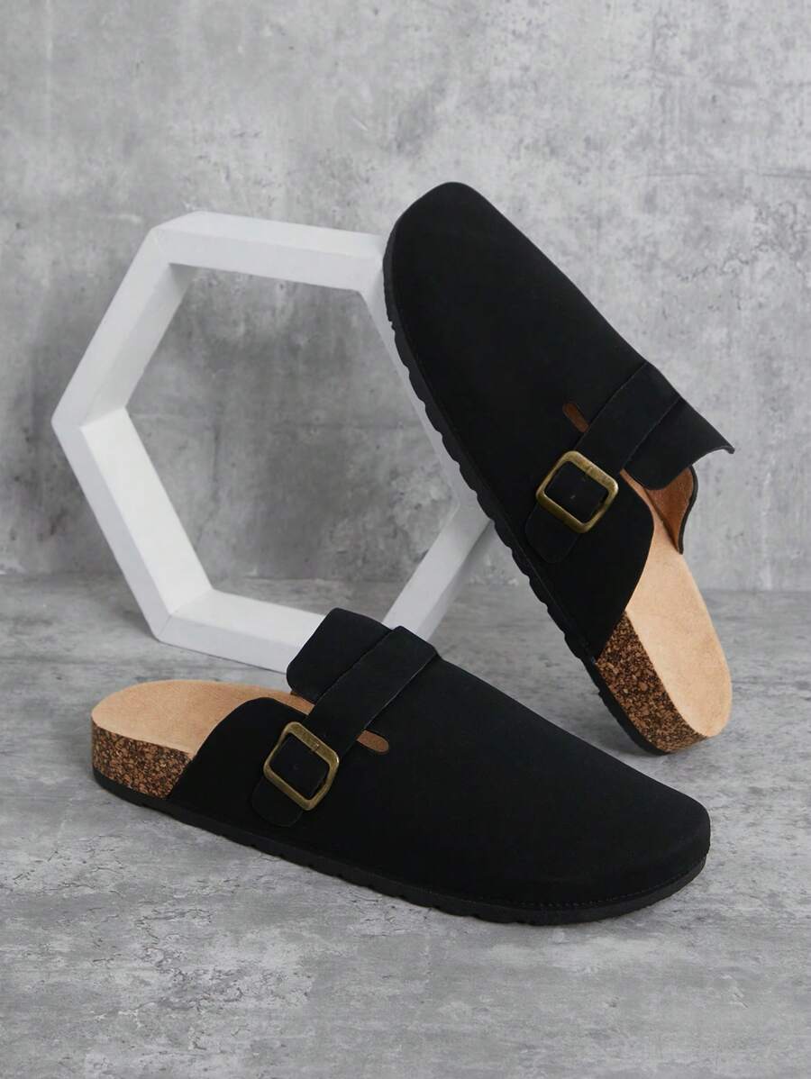 Men's Arch Support Cork Footbed Buckle Clogs