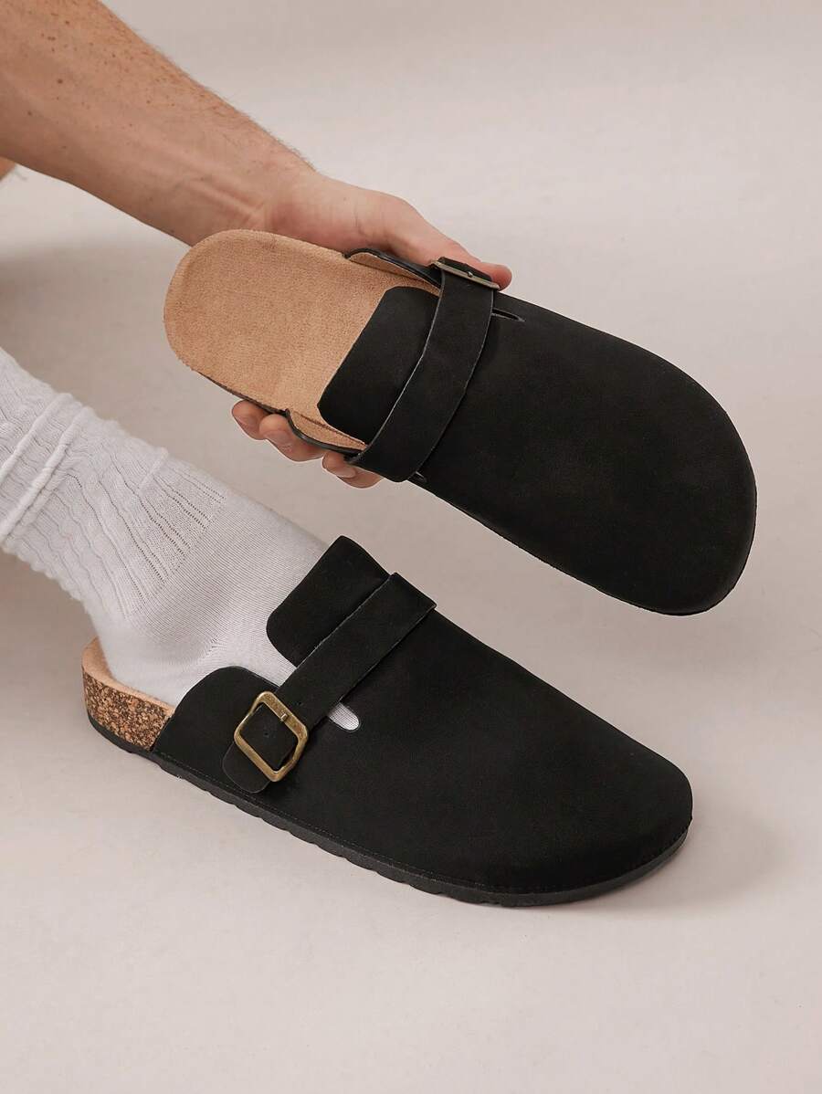 Men's Arch Support Cork Footbed Buckle Clogs