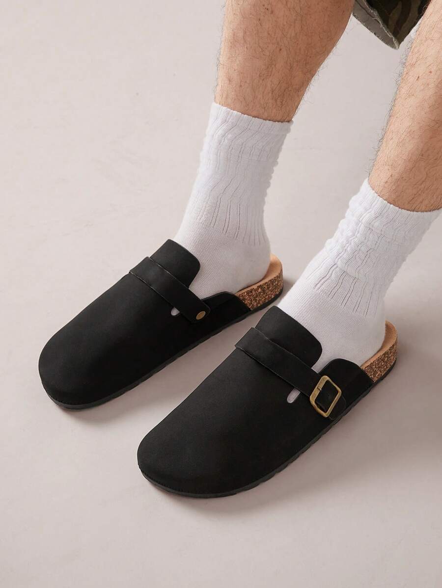 Men's Arch Support Cork Footbed Buckle Clogs