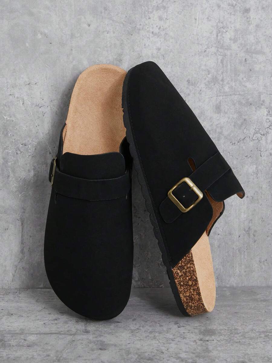 Men's Arch Support Cork Footbed Buckle Clogs