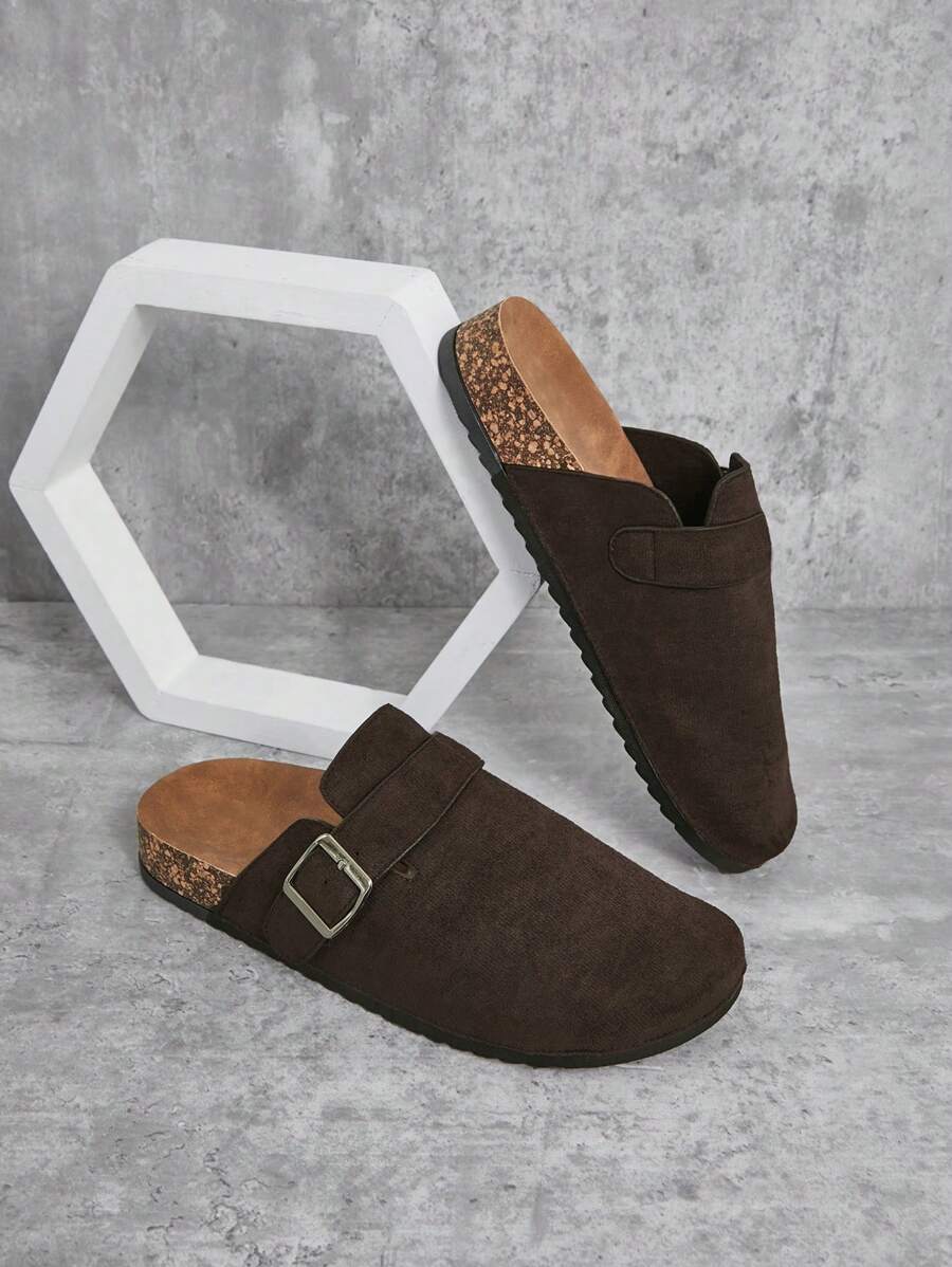 Men's Arch Support Cork Footbed Buckle Clogs
