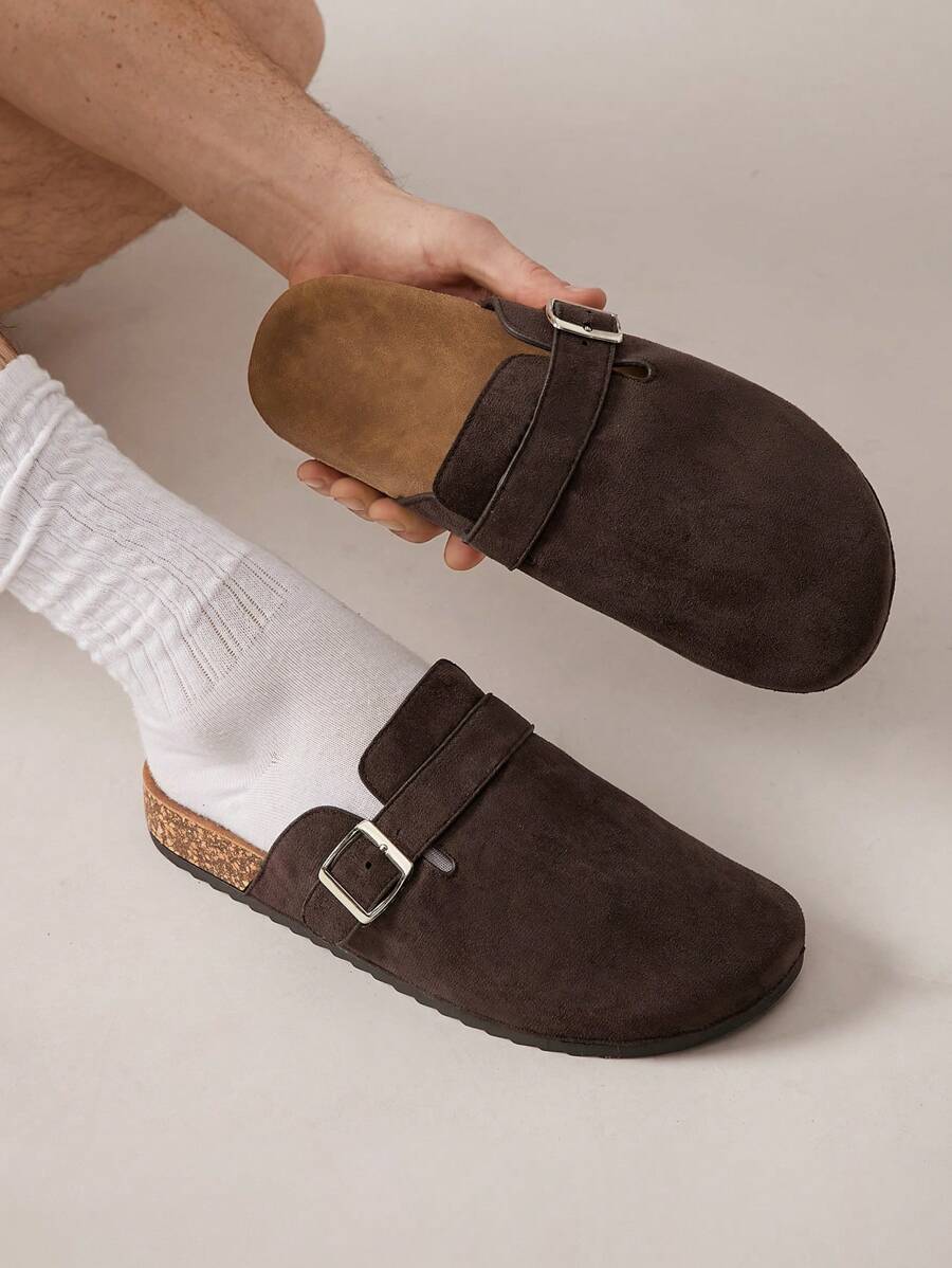 Men's Arch Support Cork Footbed Buckle Clogs