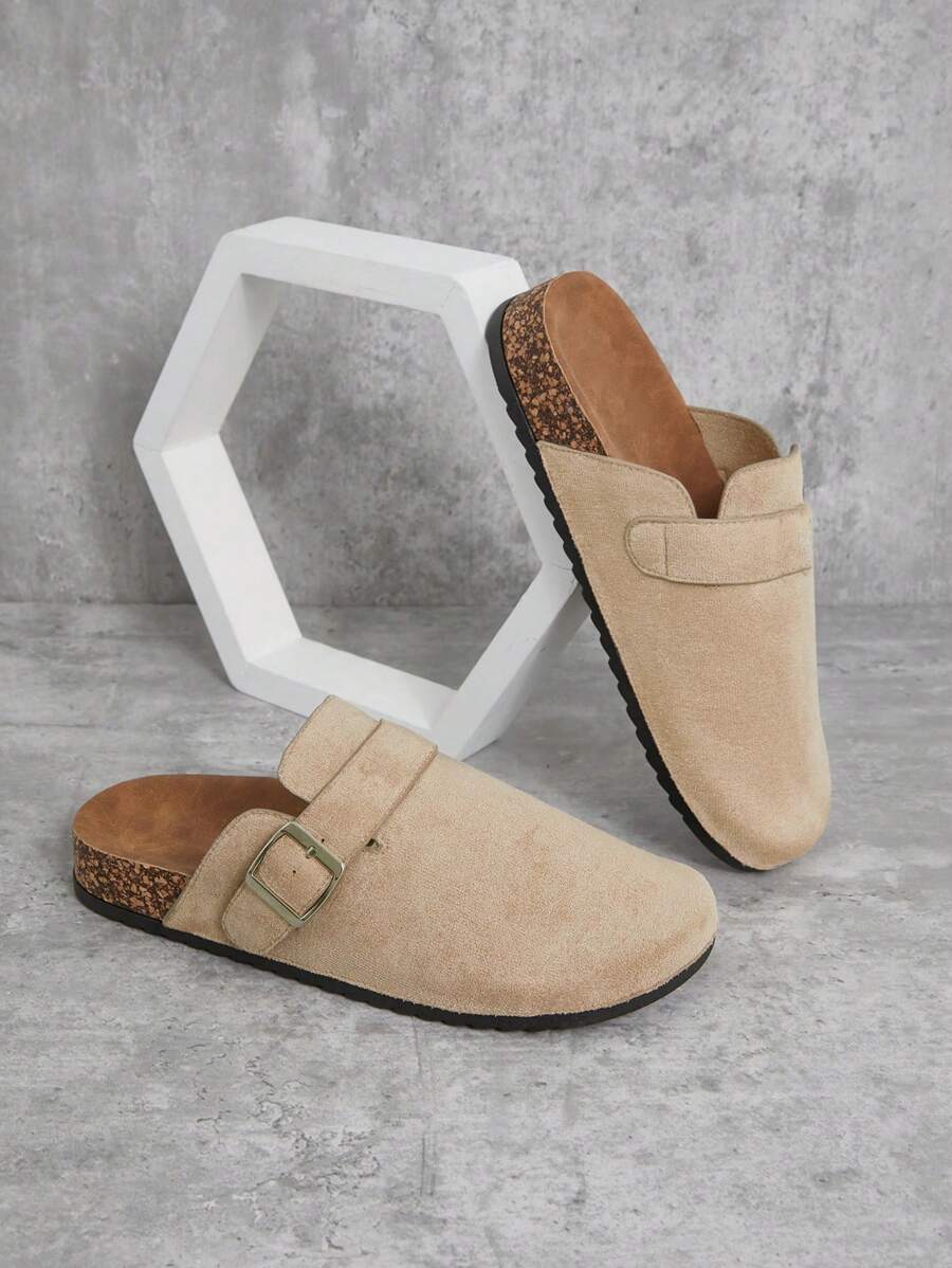 Men's Arch Support Cork Footbed Buckle Clogs