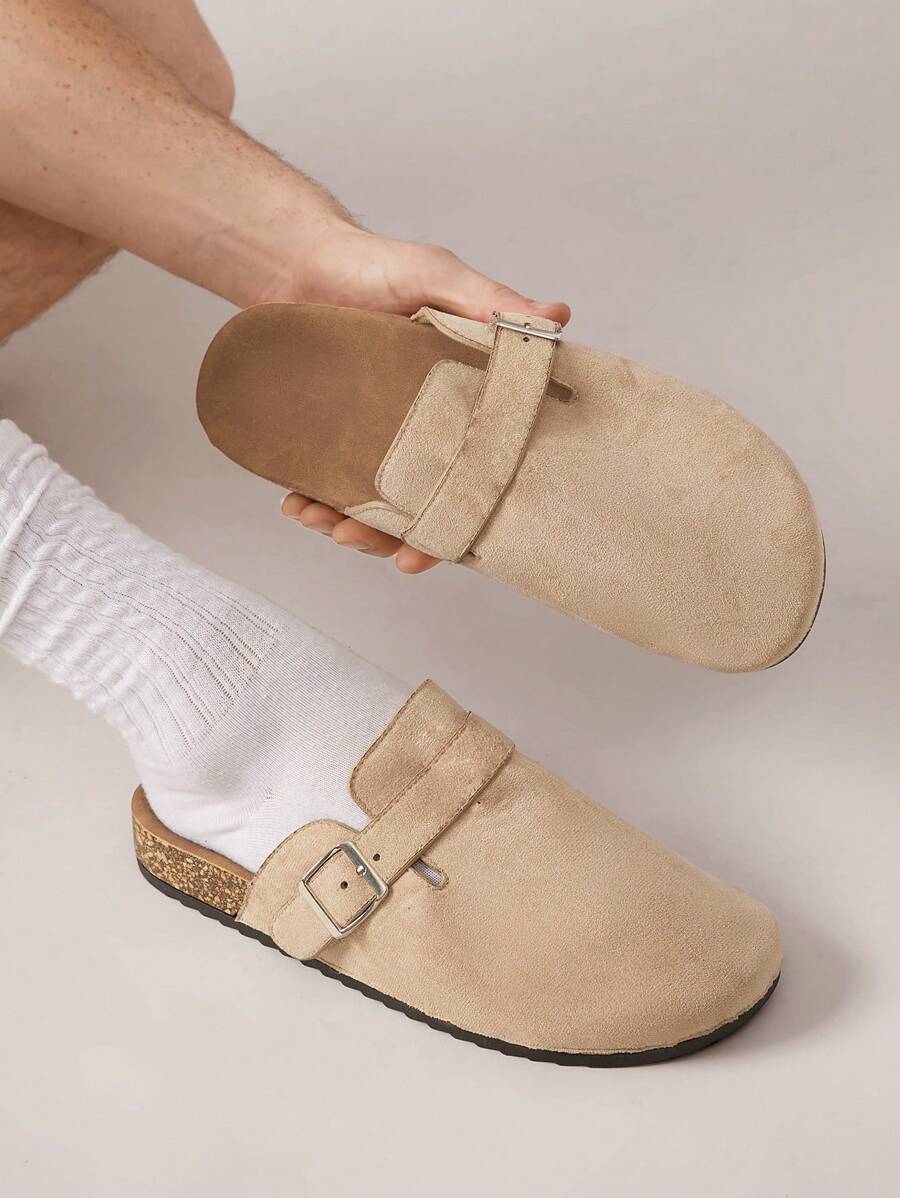 Men's Arch Support Cork Footbed Buckle Clogs