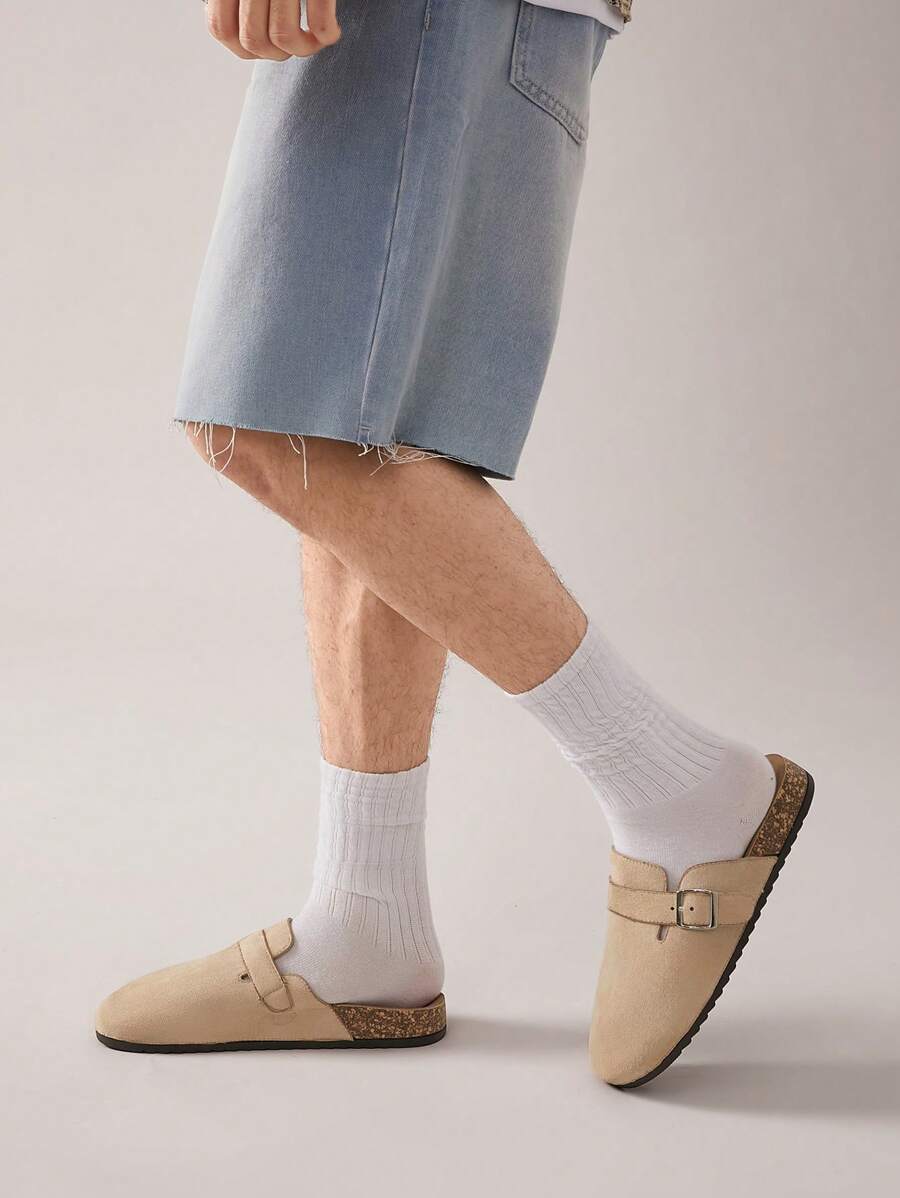 Men's Arch Support Cork Footbed Buckle Clogs