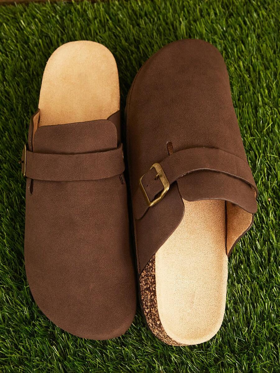 Men's Arch Support Cork Footbed Buckle Clogs