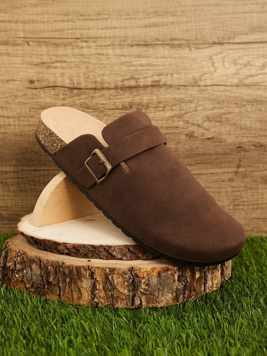 Men's Arch Support Cork Footbed Buckle Clogs