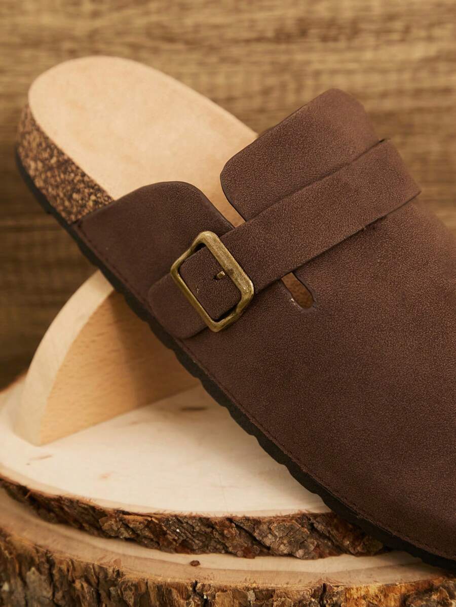 Men's Arch Support Cork Footbed Buckle Clogs
