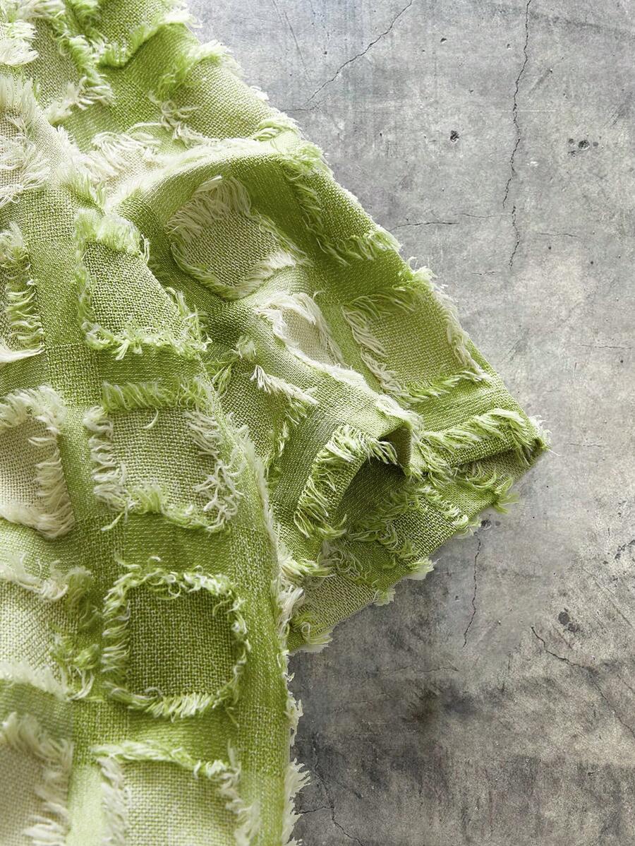 Men's Plaid Woven Short Sleeve Cropped Shirt