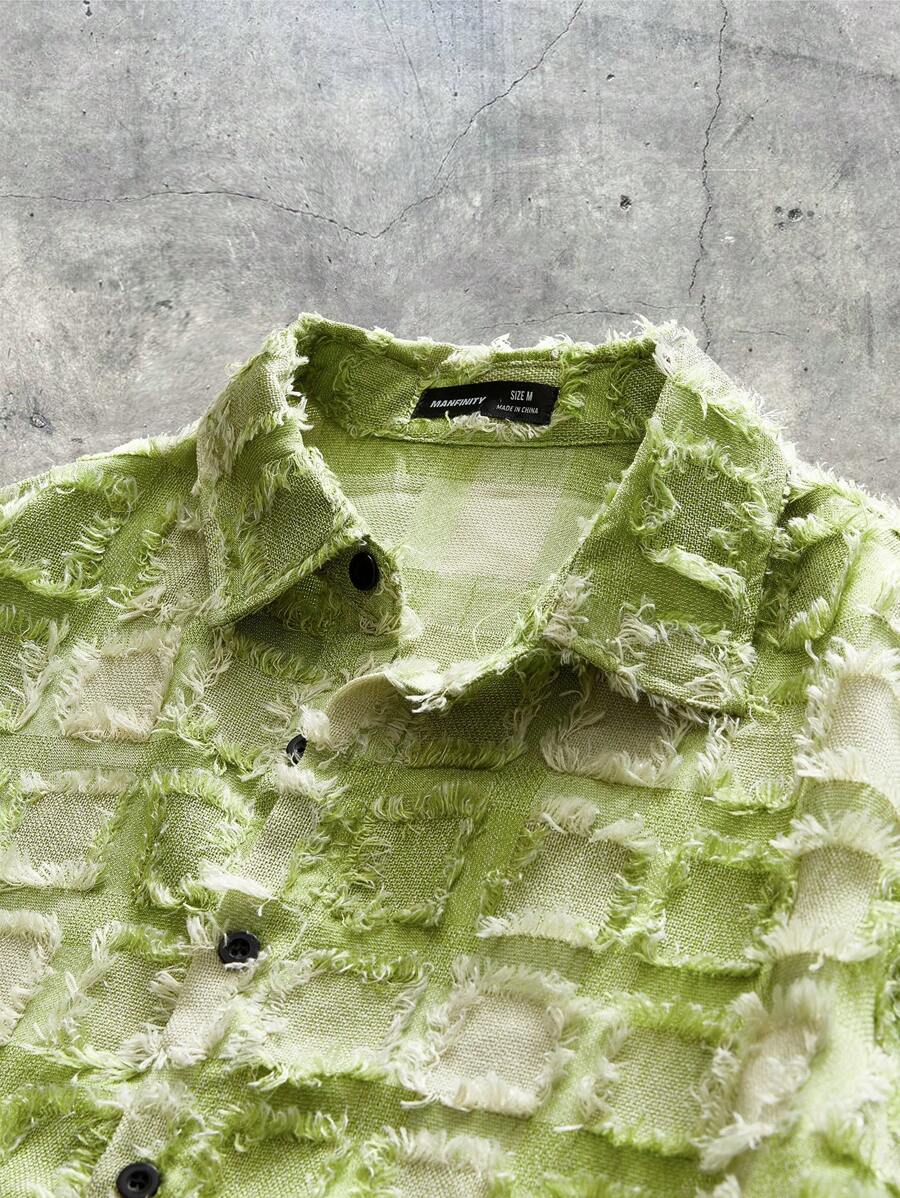 Men's Plaid Woven Short Sleeve Cropped Shirt