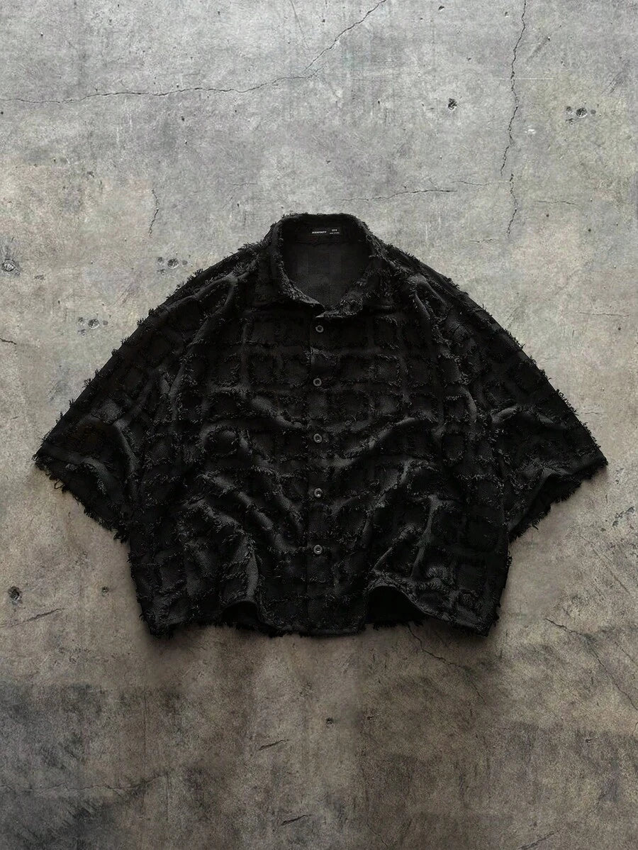 Men's Plaid Woven Short Sleeve Cropped Shirt