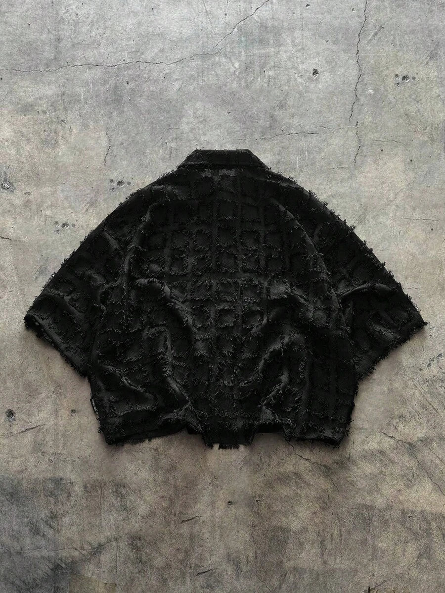 Men's Plaid Woven Short Sleeve Cropped Shirt