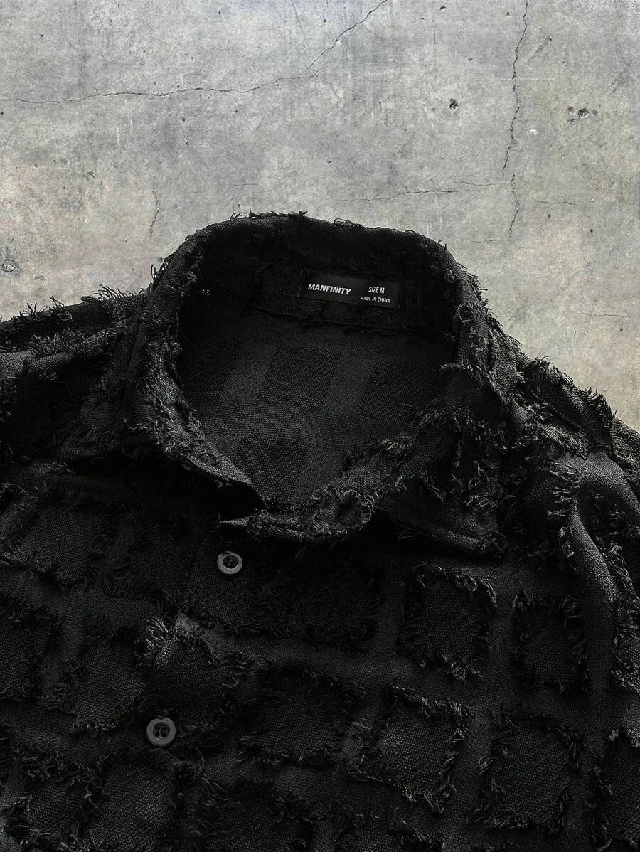 Men's Plaid Woven Short Sleeve Cropped Shirt