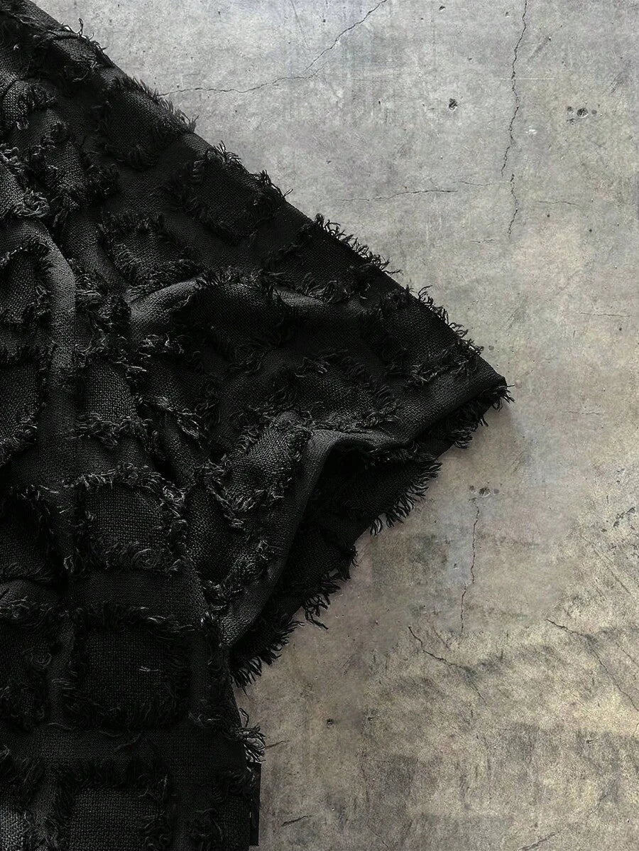 Men's Plaid Woven Short Sleeve Cropped Shirt