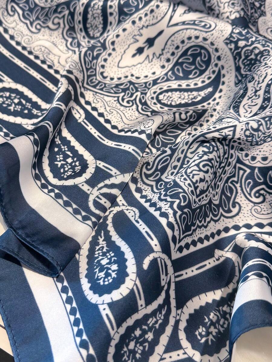 1pc Paisley Printed 70cm Faux Silk Square Scarf/Bandana