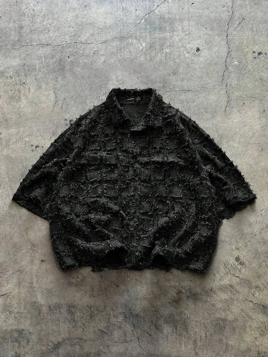 Men's Plaid Woven Short Sleeve Cropped Shirt