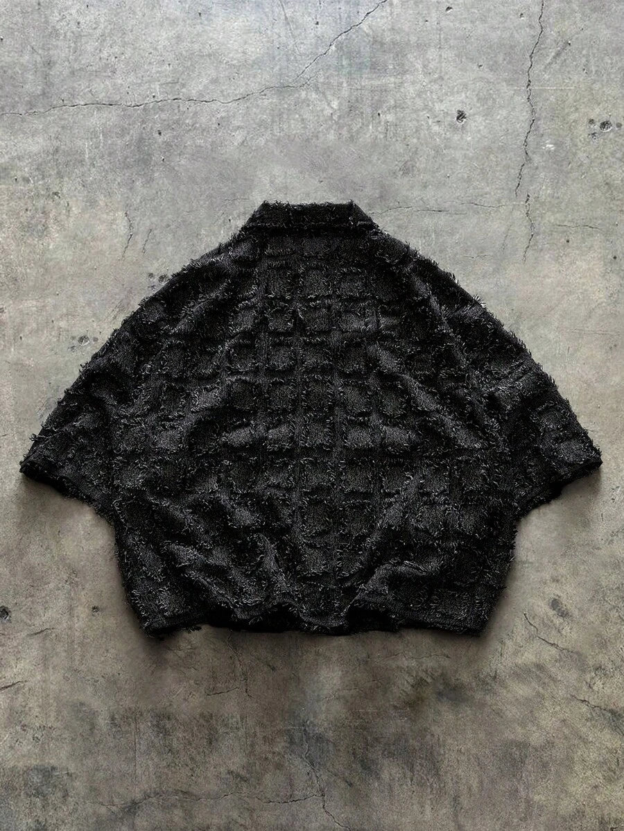 Men's Plaid Woven Short Sleeve Cropped Shirt