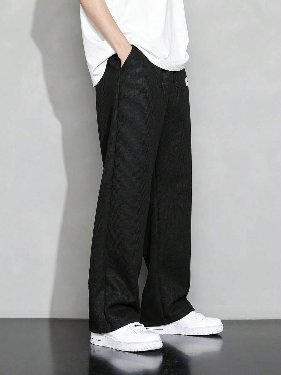Men's Casual Waffle Knit Simple Straight Leg Pants