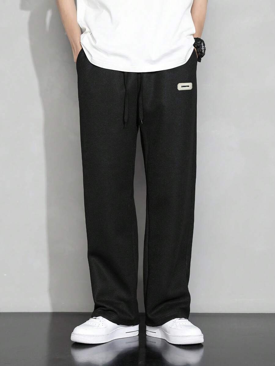 Men's Casual Waffle Knit Simple Straight Leg Pants