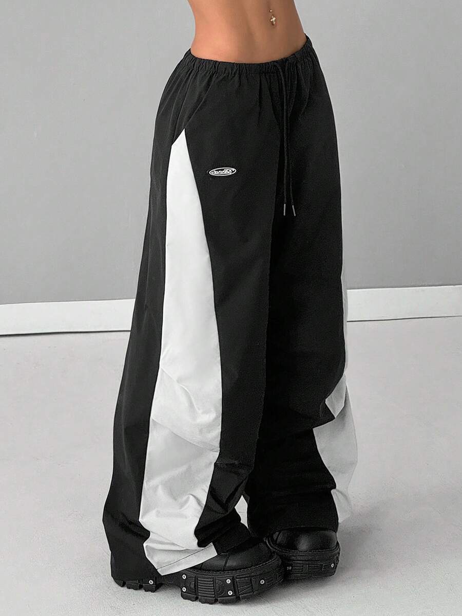 Women's Color-Blocked Cargo Parachute Pants
