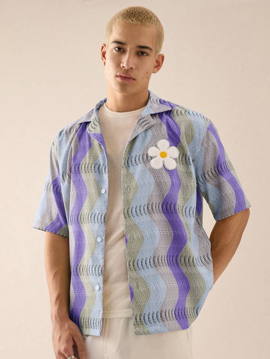 Men's Casual Loose Woven Short Sleeve Shirt
