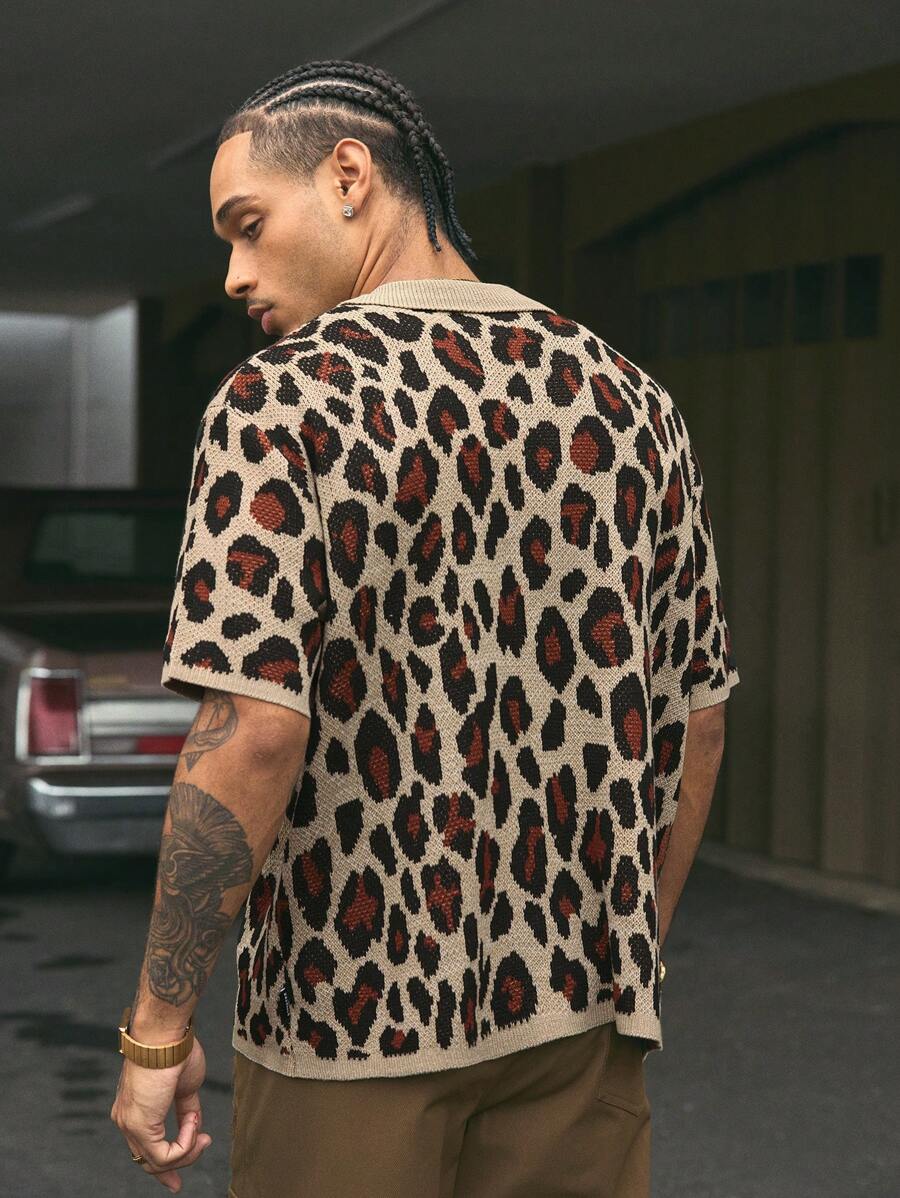 Short Sleeve Loose Fit Knit Shirt For Men