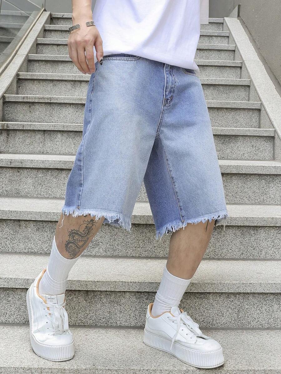 Men's Washed Distressed Denim Shorts